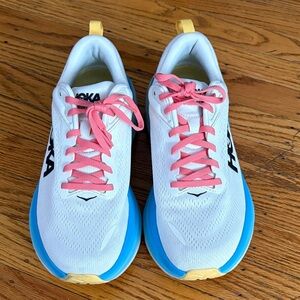 Hoka Women's White and Pink Athletic Shoes size 9